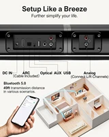 ULTIMEA 2.2ch Soundbar for TV, Peak Power 100W, 2-in-1 Detachable Bluetooth 5.3 Soundbar for TV, 3 EQ Modes, Bass Adjustable - Image 6