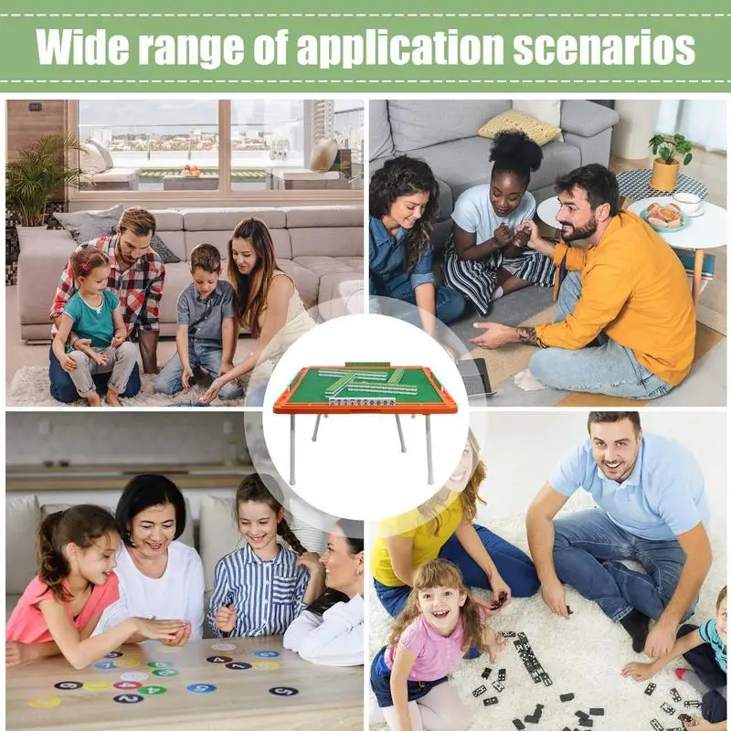 Chinese Traditional Mahjong Games Durable Colorfast Mini Game Set Travel Game Set No Odor Mahjong Set With Table Legs For On-The 5