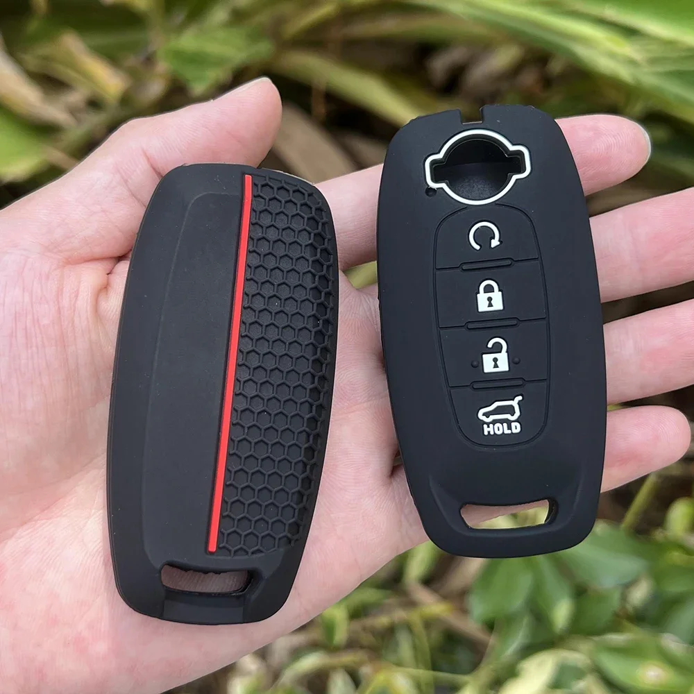 Key Case Key Case Cover 4 Button Silicone Car Key Cover for Nissan Teana X-trail T33 Altima Qashqai J12 Juke Kicks Ariya Keychain Accessories