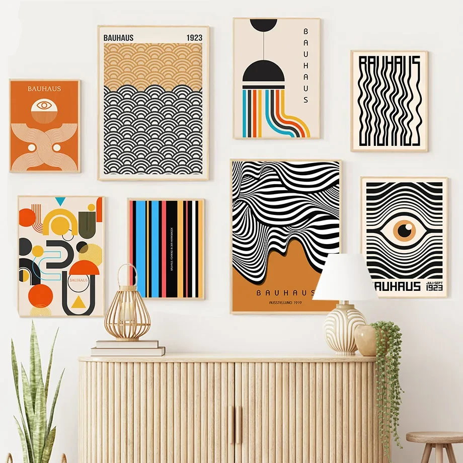 

Bauhaus Line Striped Eyes Geometry Abstract Wall Art Posters And Prints Gallery Canvas Painting Pictures For Living Room Decor