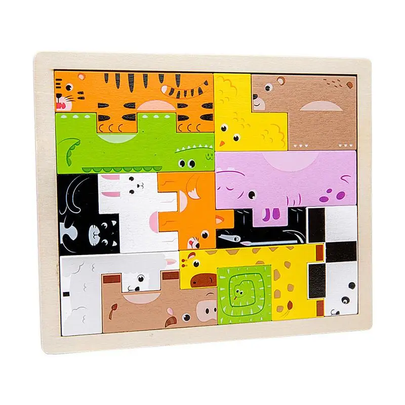 

Cartoon Wood Puzzle Memory Cognitive Exercise Toy Wooden Jigsaw Developmental Toys For Early Education Interaction Birthday Gift