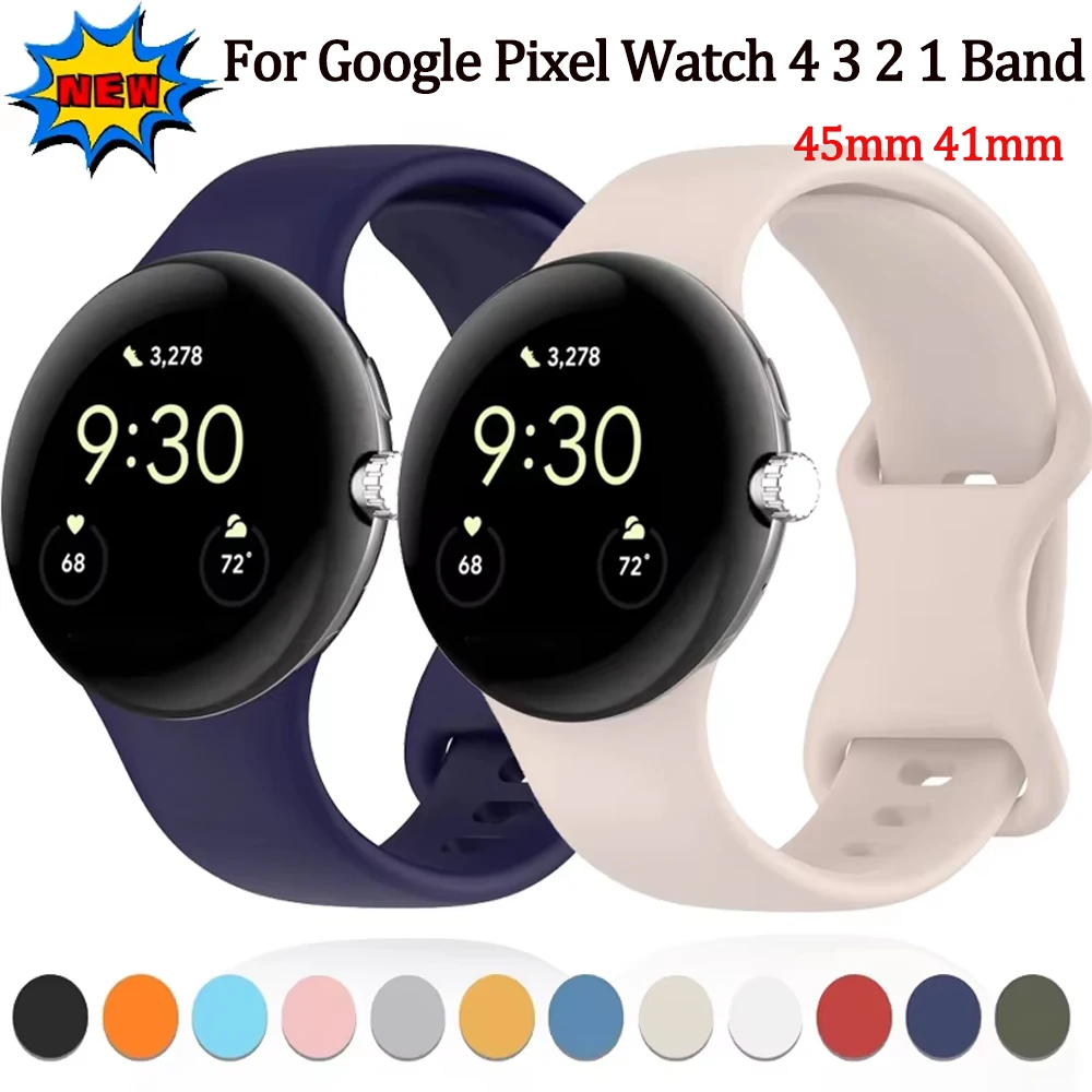 Enhanced Silicone Strap for Google Pixel Watch – Original Replaceable Watchband, 45mm/41mm Strap