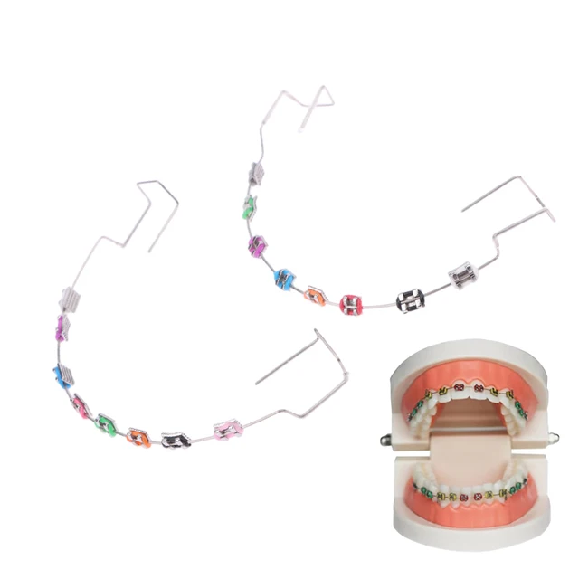1Pair Temporary Tooth Decoration With Metal Wires Colorful Metal Bracket And Orthodontic Ligature Ties Dental Decorations