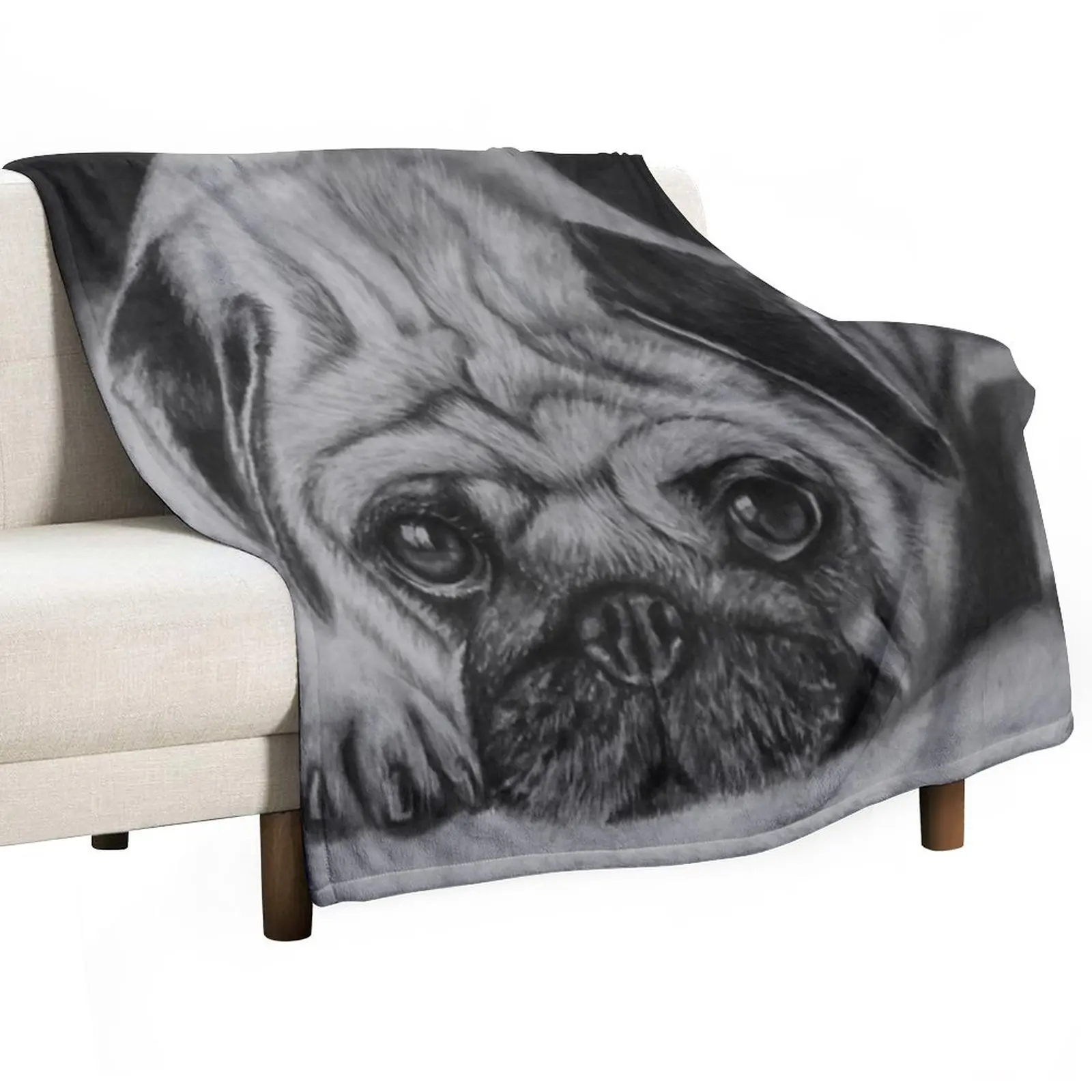 

pug funny cute design Throw Blanket Hairy Blankets Blanket Fluffy Loose Blanket