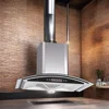 90cm Island Range Hood with Low Noise Vertical Chimney Extractor Home Appliance Kitchen Cooker Hood LED Light Copper Housing 3