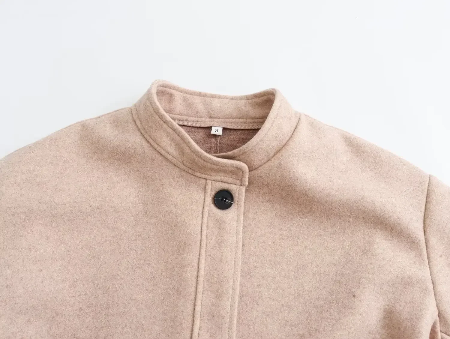 Woolen Coat for Women 2024 Stand Collar Female Casual Jacket Coats Ladies Chic Single-breasted with Pocket Outerwear