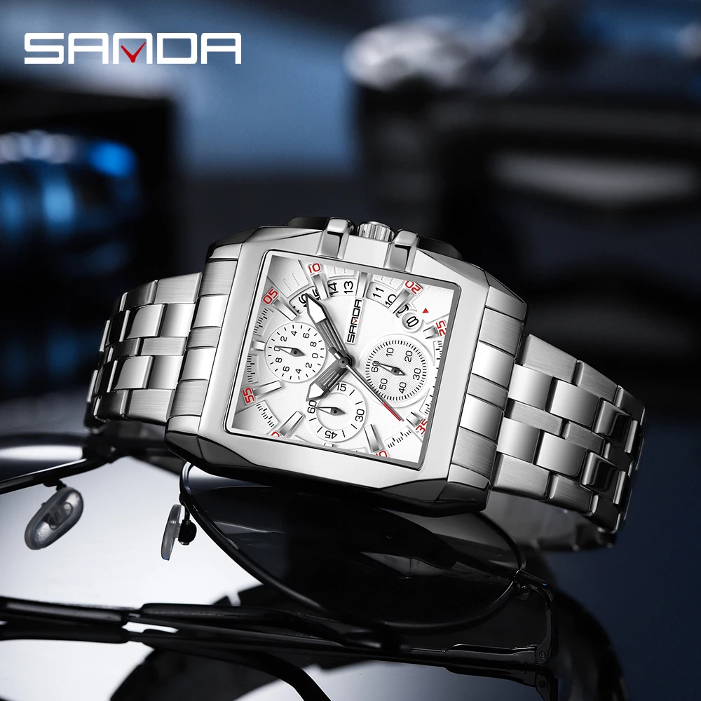 SANDA 5302 2023 Fashion Sport Watches for Men Top Brand Military Quartz Wristwatch Calendar Male Clock Chronograph Montre Homme