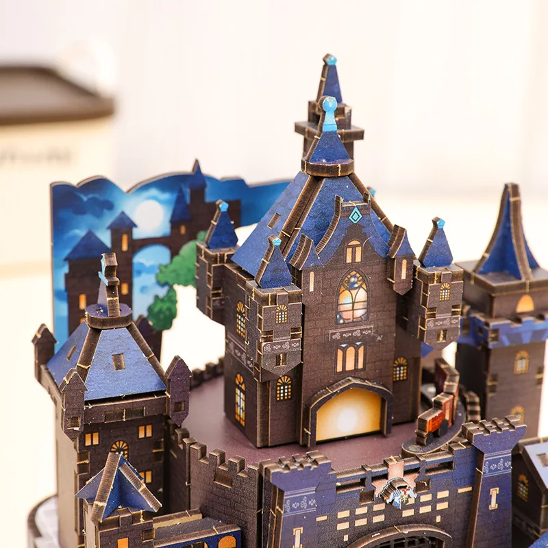 Handgemachte DIY Magic Castle Mangyang Spieluhr Selbstspleißende Holzspleiß-Spieluhr Desktop-Ornamente Weihnachten Geburtstagsgeschenk – Detail 6