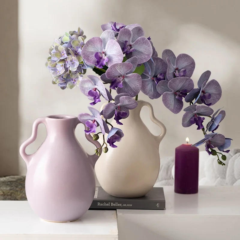 

Artistic Butterfly Handles Vase for Dried Flower Home Decor Aesthetic Office Meeting Room Ornament Ceramic Wedding Decoration