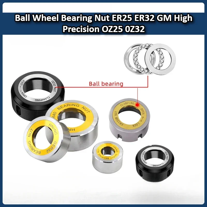 Ball Wheel Bearing Nut ER25 ER32 GM High Precision OZ25 OZ32 Bearing Ball OZ ER Nut ER11 ER16 ER20 ER25 ER32 ER40