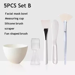 Deluxe Facial Care Tool Set - Beauty Brush, Bowl, and Spoon Kit for DIY Skin Care and Makeup (5pcs - white - C)