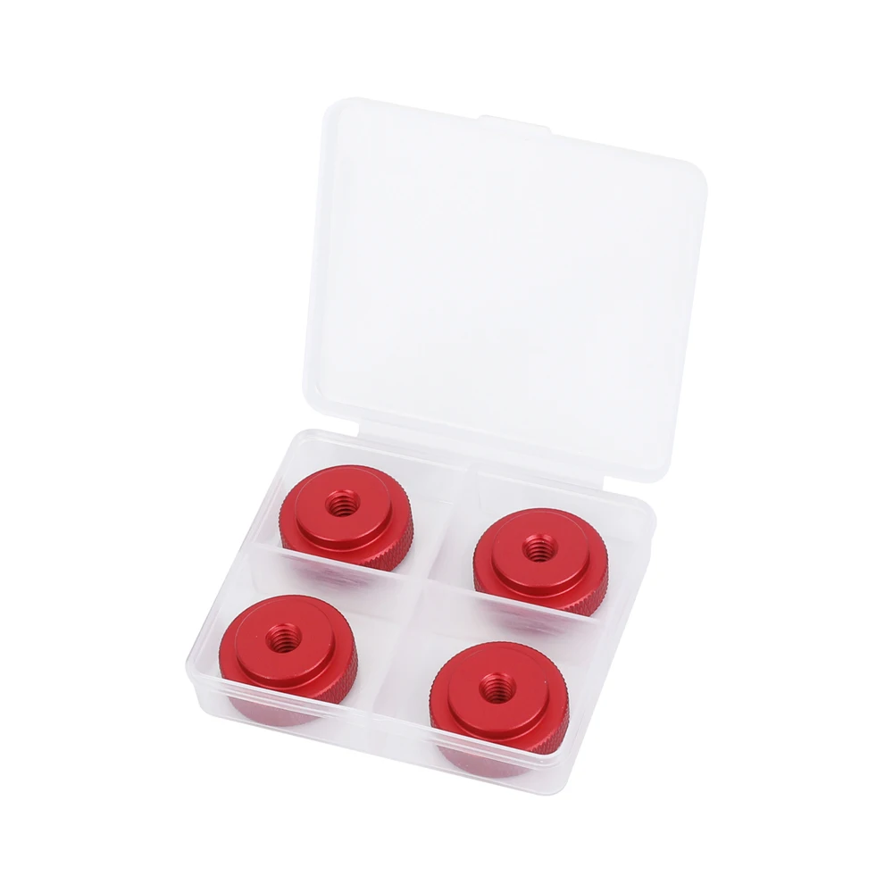 1/4"-20 Female Thumbwheel Lock Nut Adapter Red/Blak 4-Pack Screw Kit For Camera