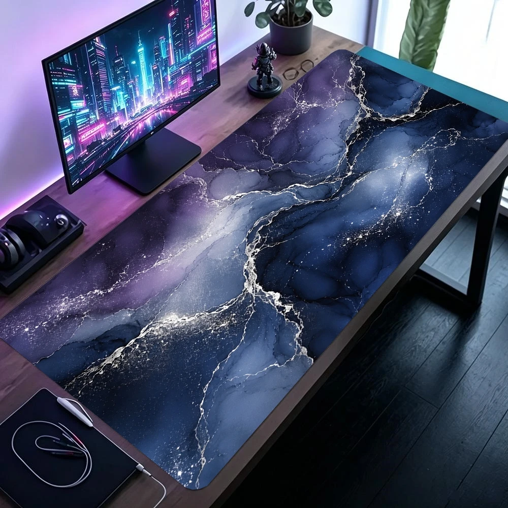 Luxurious Rose Gold Marble Texture Large Desk Mat - Premium Soft Rubber Gaming Mouse Pad and Keyboard Surface
