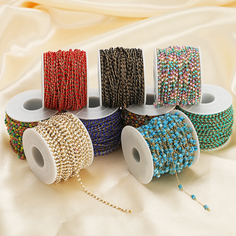 1 Meter bunte Perlenketten Edelstahl Goldketten für DIY Halskette Schmuckherstellung Komponenten Handwerk Zubehör Großhandel – Detail 3