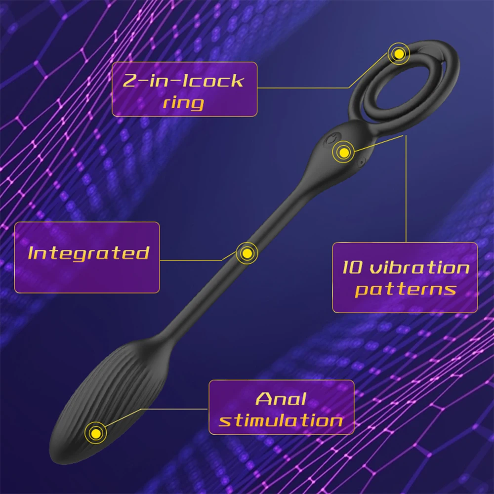 Anal Vibras Dildo Vibrating Male Prostate Massager Delay Ejaculation  Double Ring Butt Plug Toys for Men G_voghion.com