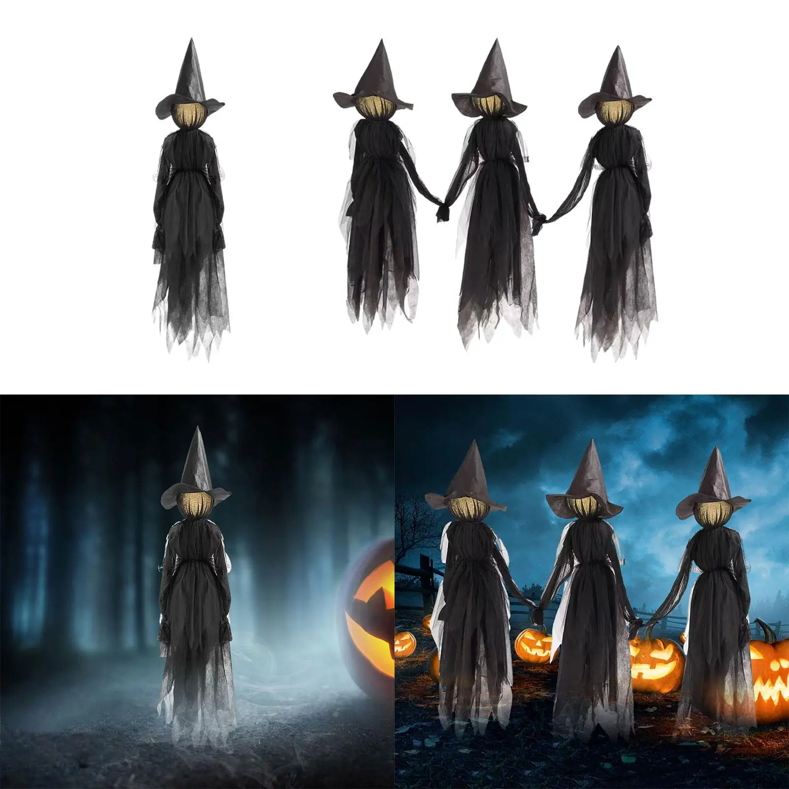 Animierte Halloween-Hexe – Mit Sensor, Leuchtende Augen, Schreiend, Batteriebetrieben