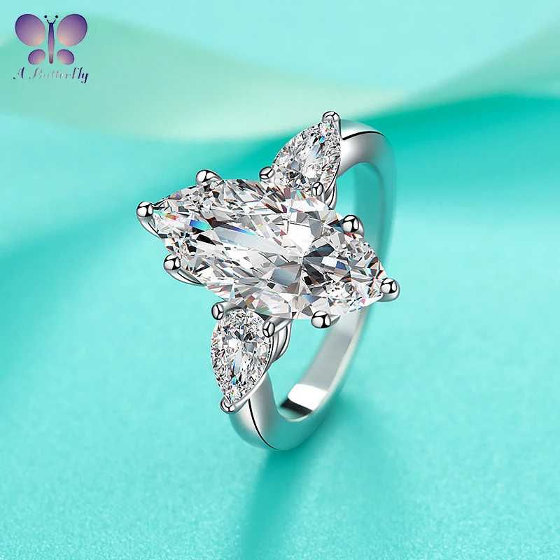 

Hot Sale 925 Sterling Silver 5CT Marquise Simulated Diamond Ring Fashion Anniversary Gift Fine Jewelry