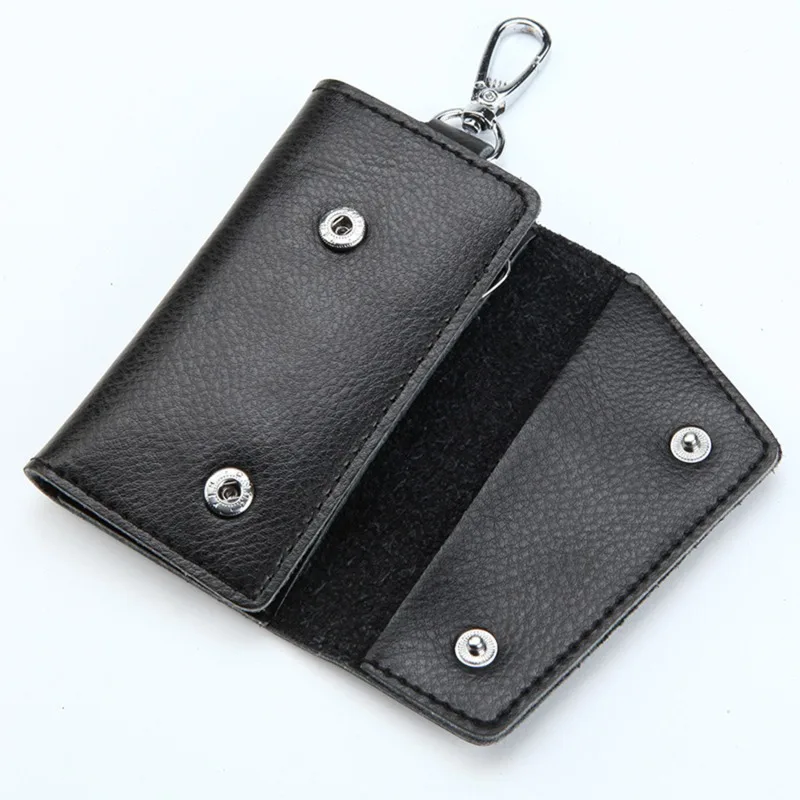 Pu Leather Key Organizer Holder Pouch Cow Split Car Key Wallet Housekeeper Case Mini Card Bag