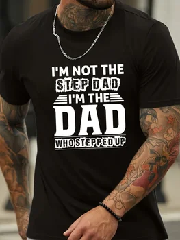 Father's Day DAD Print Men's Short Sleeve T-shirts, Comfy Casual Breathable Tops For Men's Fitness Training, Jogging, Outdoor Ac 2