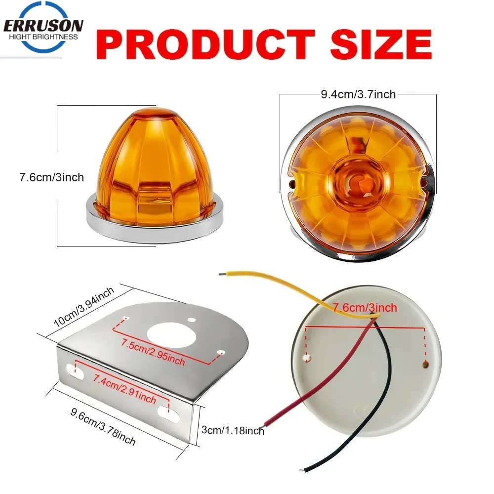 erruson1pcs 브래킷이 있는 수박 조명, 자동차, 트럭, 섀시 조명, 측면 조명 및 상단 조명에 적합