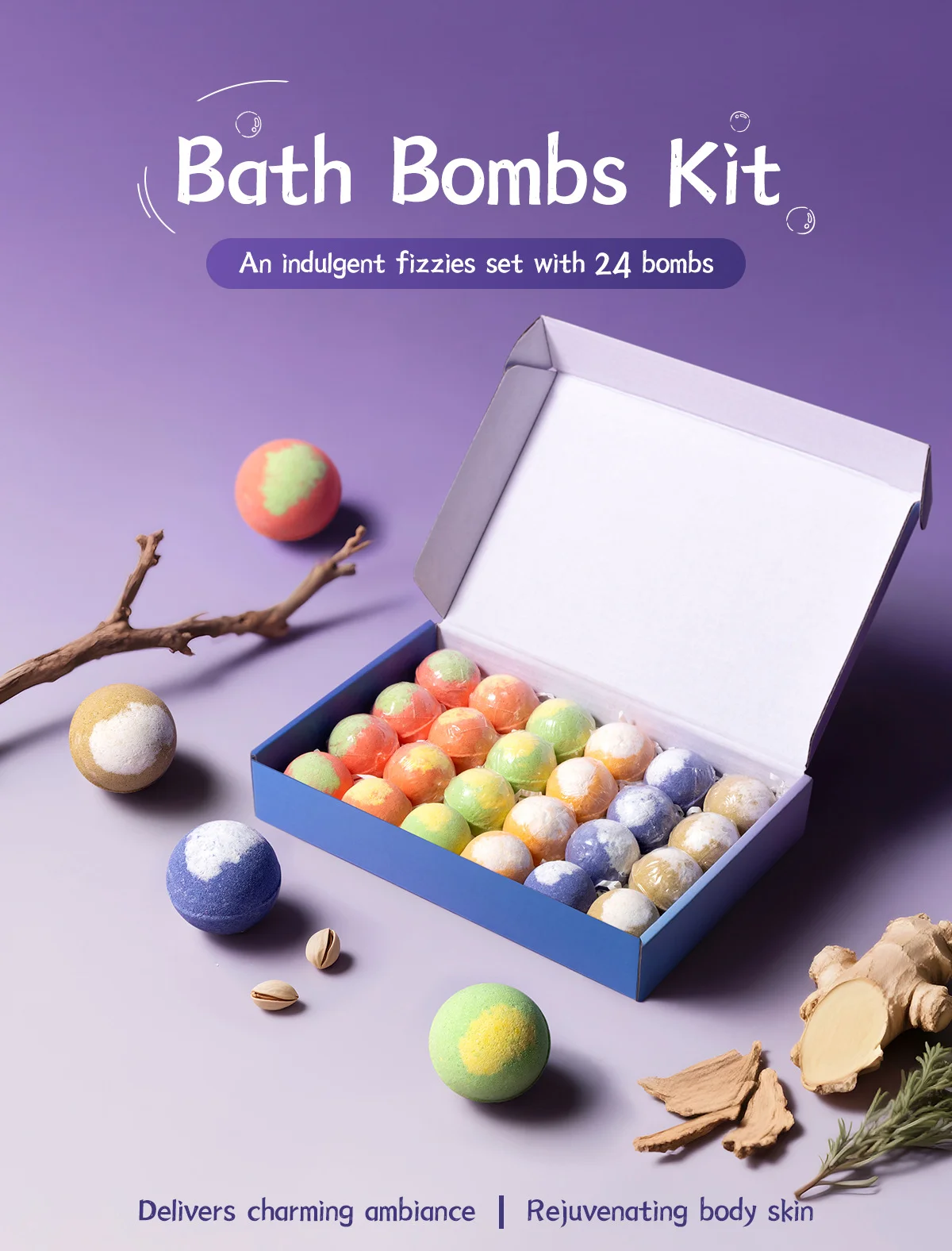 24pcs Bath Bombs for Kids Inside Bath Bombs Gift Set Natural Organic Kids Bubble Bath Fizzy for Girls Boy Sf6c8d7d3c7c54892b429a439e5189855n