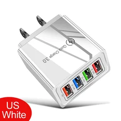High - Speed USB Wall Charger with Quick Charge 3.0 Technology - US Plug   White