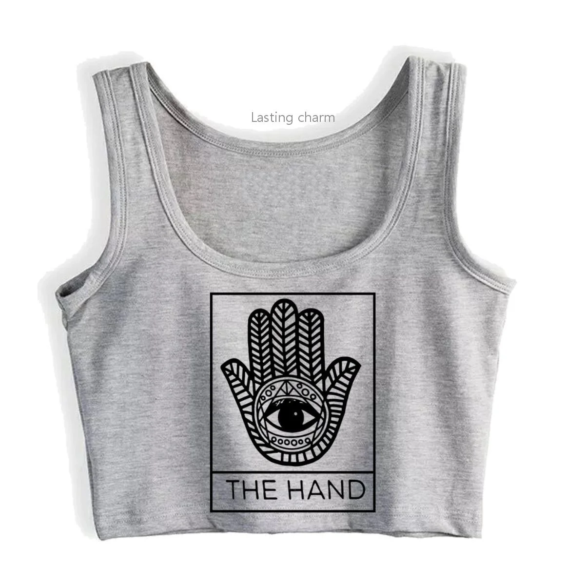 

Tarot card hand of hamsa print Women's Crop top