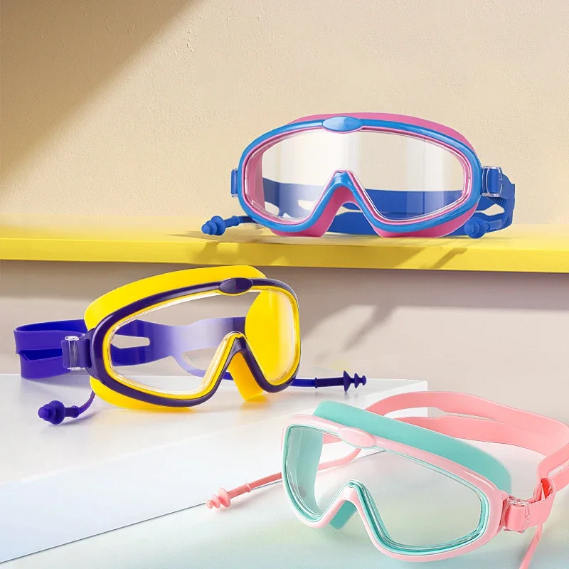 Outdoor Swim Goggles Earplug 2 in 1 Set for Kids Anti-Fog UV Protection Swimming Glasses With Earplugs for 4-15 Years Children swimming goggles