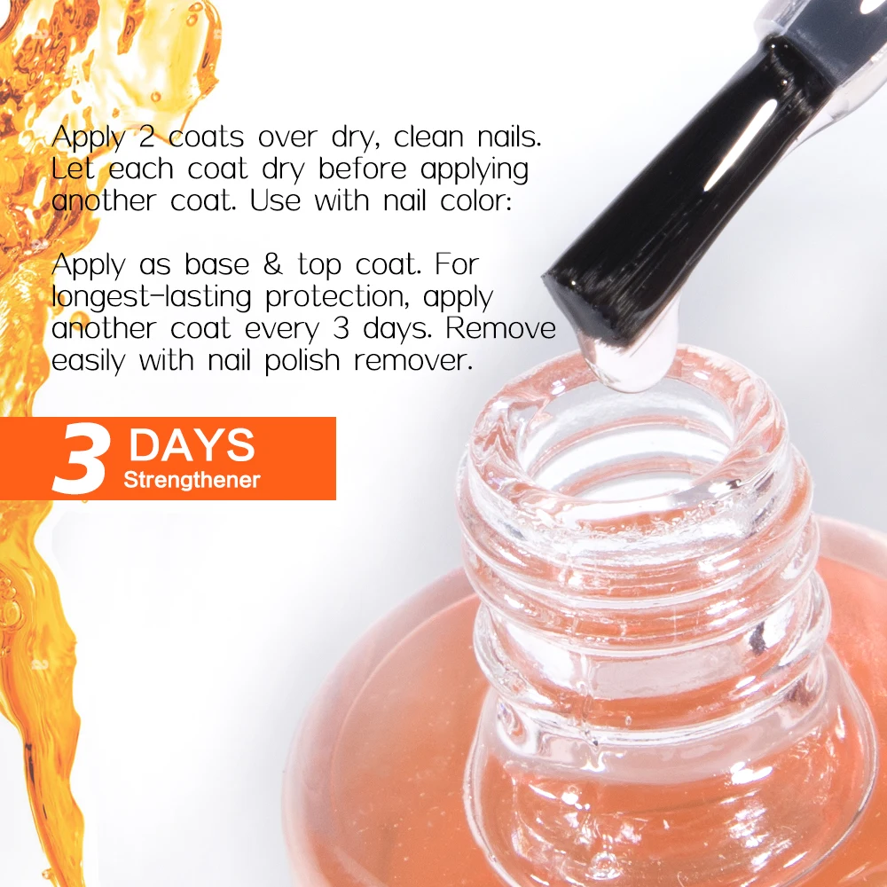 Tinovo Uno 3 Days Nail Strengthener Growth Keratin Pink Strong Nail Hardener Protection Soft Thin Nails Natural Dry Base Top