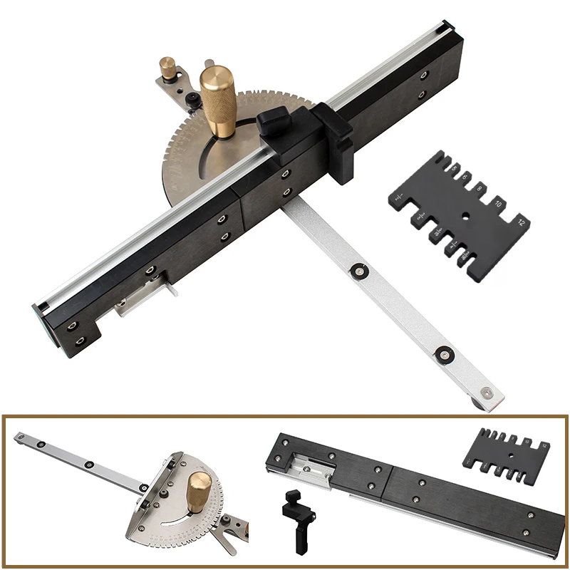 Brass Handle 450mm Miter Gauge With Box Jiont Jig Track Stop Table Saw Router Miter Gauge Saw Assembly Ruler Woodworking Tools woodworking tools woodworking tool miter track jig woodworking miter gauge