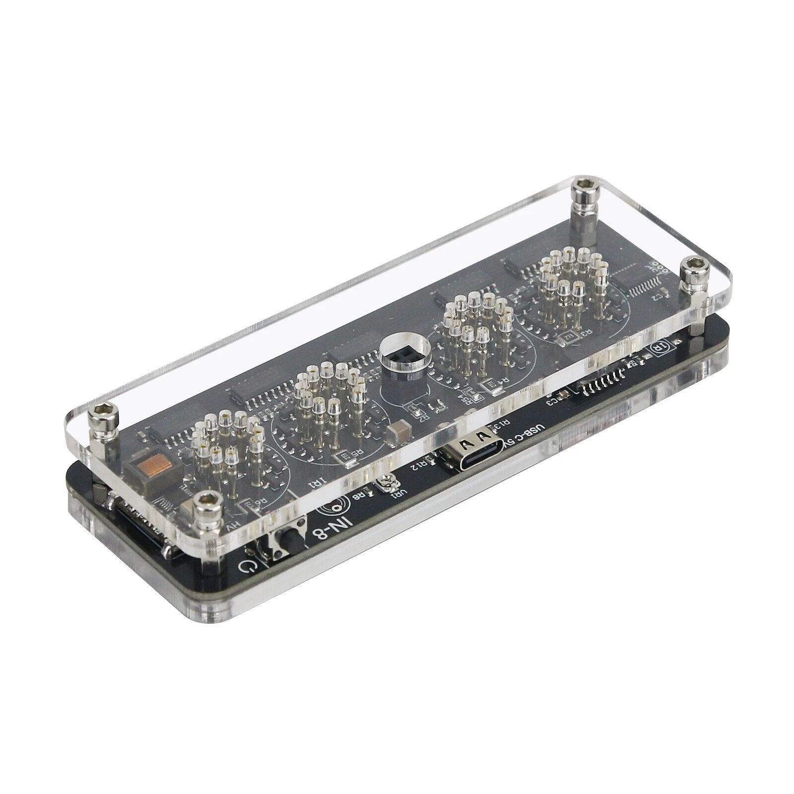 4 Digit IN-8 Nixie Glow Tube Clock IN8  Glow Tube Digital Solid Wood Desk Alarm Plug-in Design Basic Version 6