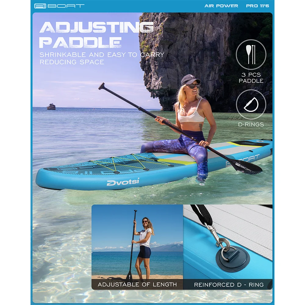 AIBOAT Blue SUP Waterproof Inflatable Paddle Board 11'6''x35''x6'' Adult Standing Style Aquatic Fishing With Accessories SUB 4
