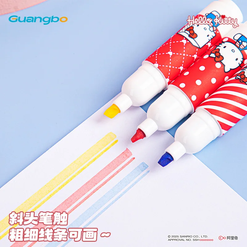 산리오 하이라이터 고급 KT 고양이 컬러 마커 학생 필기 메모펜 3개 세트 (학교/사무용품)