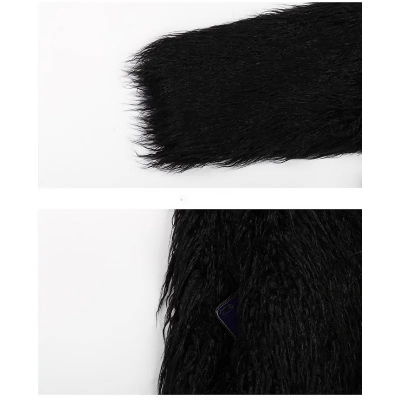 Autumn Winter Long Fur Coat Women Clothes Lace-up Suit Collar Fluffy Jacket Luxury Brand Thickened Warm Faux Fur Coat Plus Size