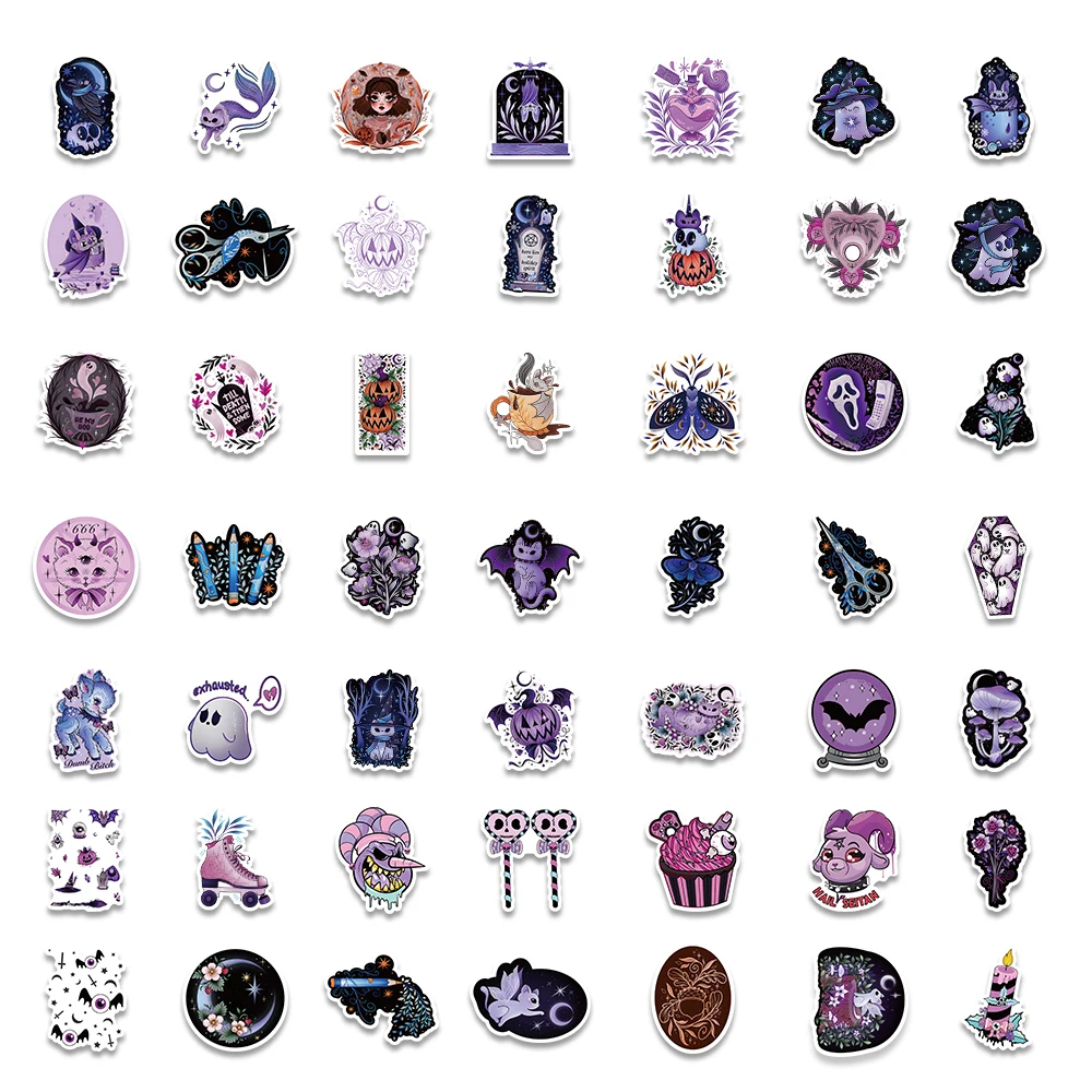 50/100 Stück niedliche Cartoon Gothic böse Hexe Geist Aufkleber Gepäck Gitarre Kühlschrank Auto Roller Halloween Aufkleber Vinyl Aufkleber – Detail 5