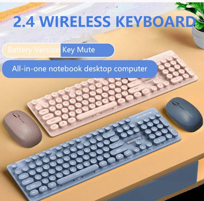 Uthai-conjunto de Teclado e Mouse Sensível Mecânico Punk sem Fio Office Business Meninos e Meninas Personalizado N520 2.4g - Imagem 5