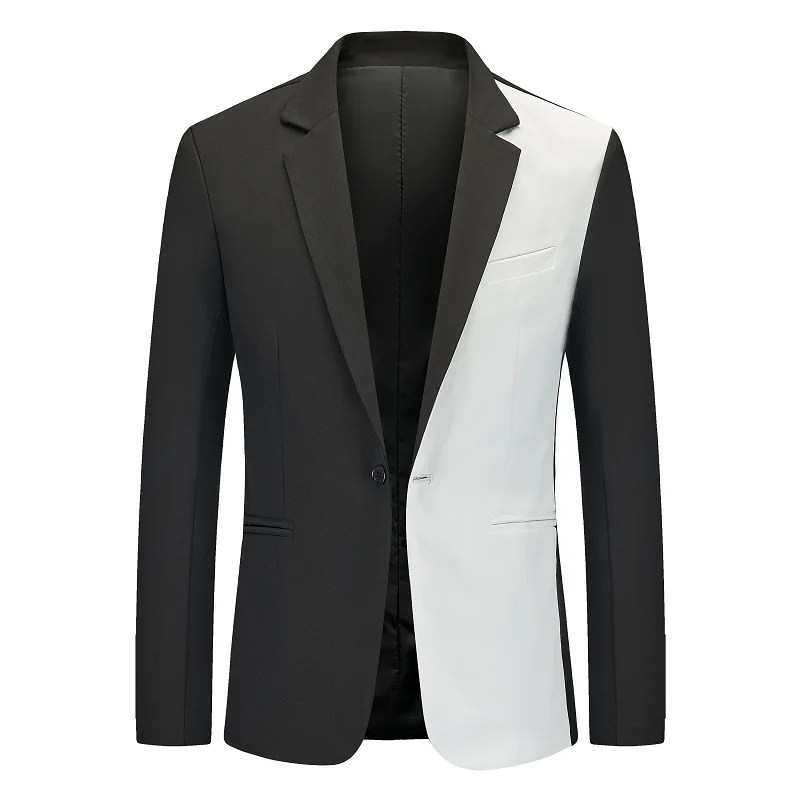 Spring and Autumn Thin Men Suit Coat Blazer Casual Color Matching Single Button Slim Fit Men's Suit High Quality Business Dress
