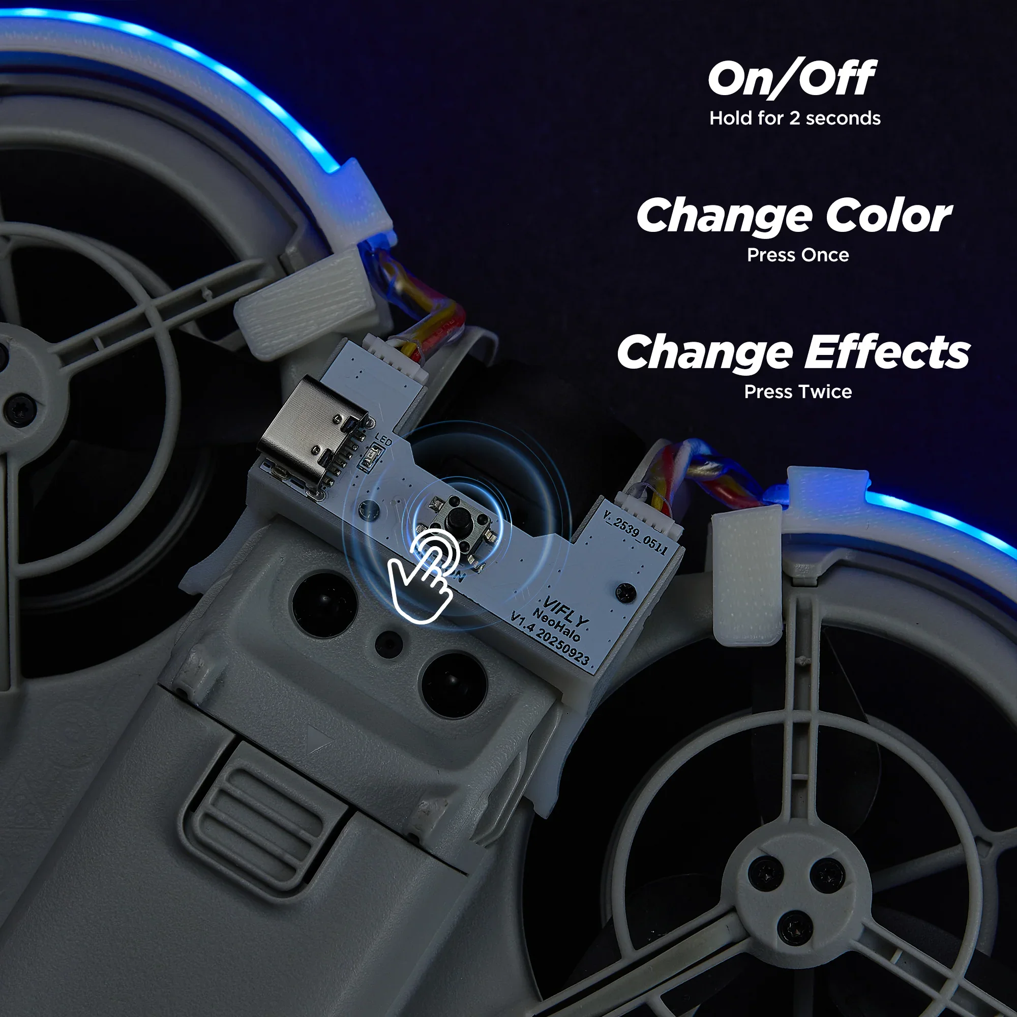 VIFLY NeoHalo Neo2Halo  LED Light Strip for DJI Neo Neo2, Multi-Color Dynamic Modes Brings Epic Night Flight Shows thumbnail 3