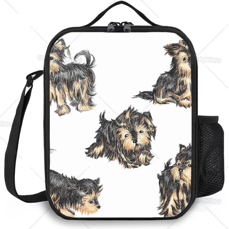 

Cute Animals Dog Soft Cooler Lunch Bag for Women Men,Hand Drawn Yorkies Dog Love Cartoon,Insulated Lunch Box for Work Picnic