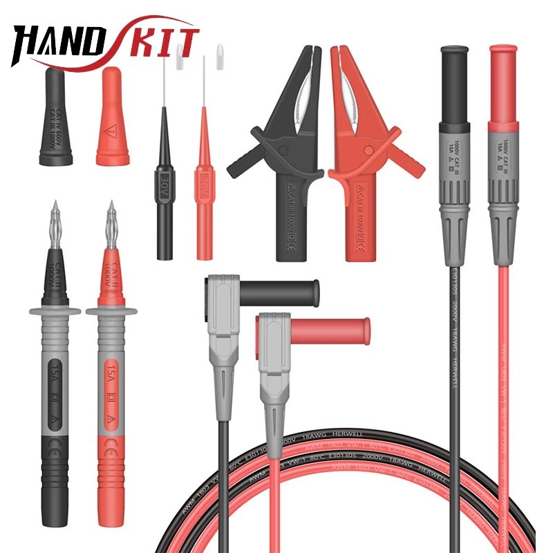 Probes For Multimeter Silicone Test Lead High-precision Measurement Pin Wire Pen 1 Pair Cable Alligator Clips 1000V 10A digital multimeter