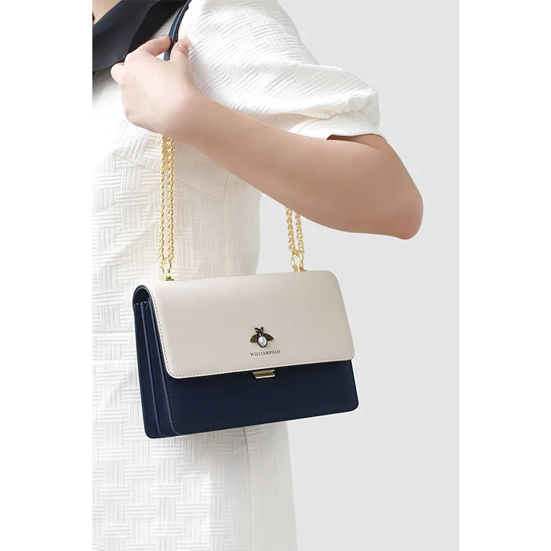 Fashionable women's shoulder bag, cowhide, casual high-end handbag, personalized makeup bag
