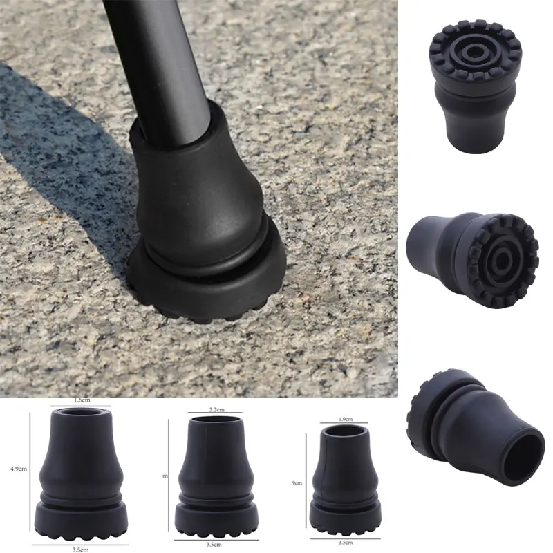 16-22mm Rubber Pad Cap Antiskid Walking Stick Crutch Cane Bottom Pads Cover Protector Climbing Hiking Trekking Pole Tip