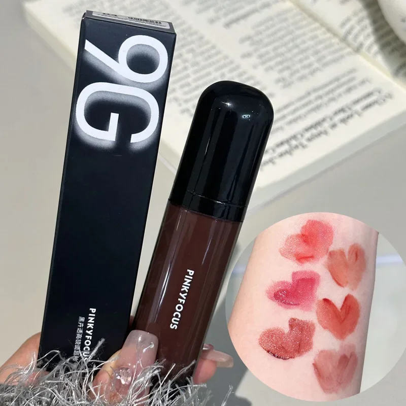 Red Brown Mirror Lip Glaze Water Light Moisturizing Non-stick Cup Highly Pigmented Red Liquid Lipstick Lip Tint Makeup Cosmetics