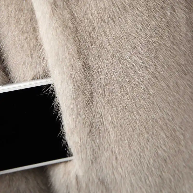 2023 New Imitation Mink Fur Coat Women Mid-length Fur Coat Whole Mink Winter with Hooded Female Mink Fur Mink