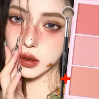 Sweet-colored Blush Plate Pink Brighten Natural Eyeshadow Blusher Powder Peach Long-lasting Face Makeup Blush Palette with Brush 2