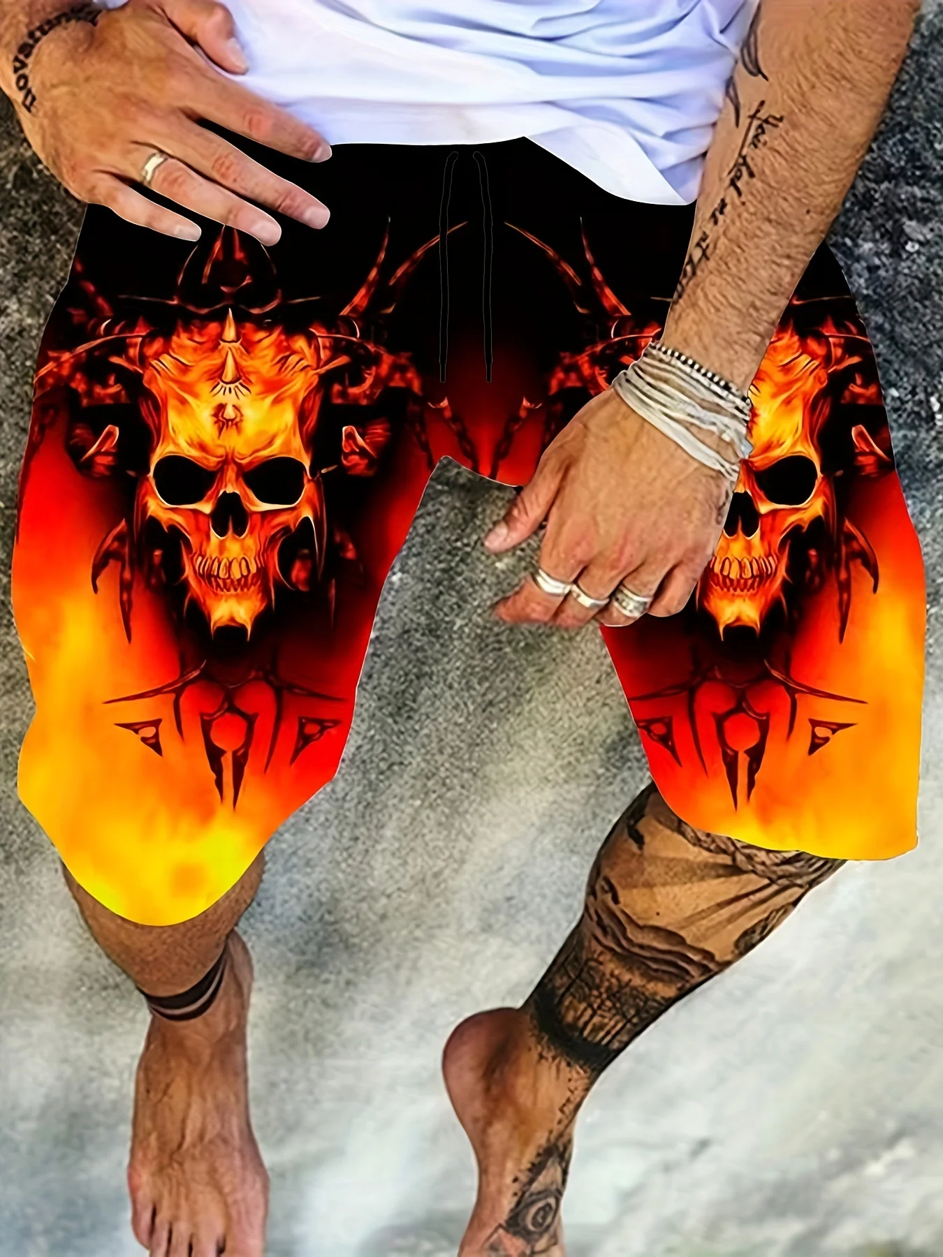 Summer Men Fashion Trend Shorts 3D Skull Graphic Shorts Summer Clothing Vacation Shorts Male Quick Drying Shorts Beach Shorts 2