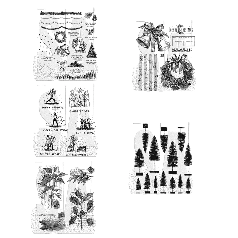 2022 Diy Christmas Tree Santa Claus Bell Clear Stamps For Scrapbooking