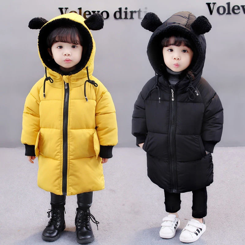 

Детские парки От 1 до 7 лет, зимняя теплая пуховая куртка для девочек, пальто, длинная детская верхняя одежда с капюшоном, одежда для маленьких девочек