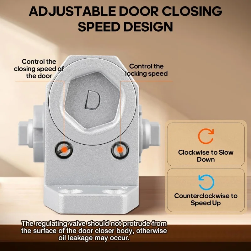 Soft Closing Automatic Door Closer Heavy Duty Hydraulic Adjustable Speed Positioning Door Stop Protective Holder Hardware