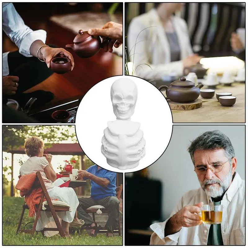 Festive Skull Head Shape Silicone Tea Infuser Tea Strainer Reusable Cute Cartoon Model Infuser Brewing Tool Strainer